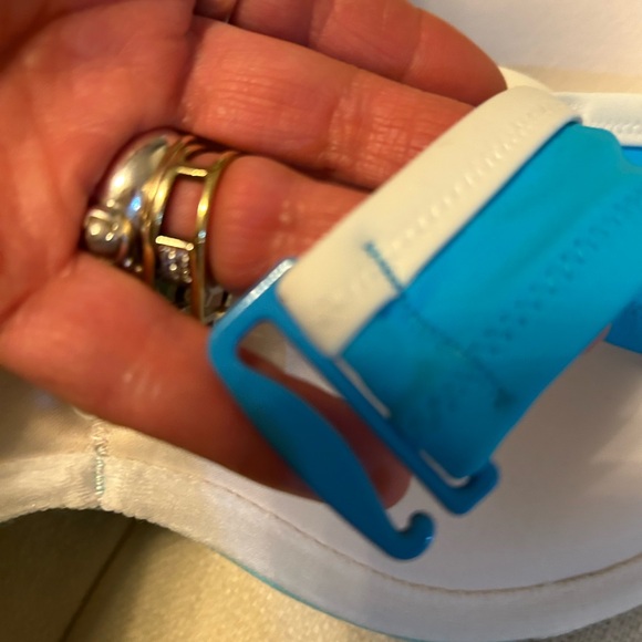 PINK Victoria's Secret Aqua/Blue/White Bikini Top T-Back Padded women’s Sz D-DD - Picture 4 of 13